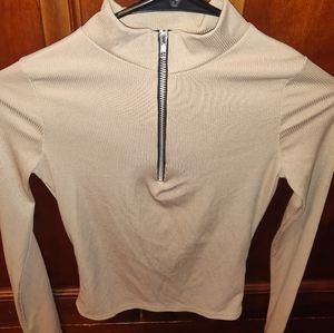 Brand New Cropped Zip Up Mock Turtleneck